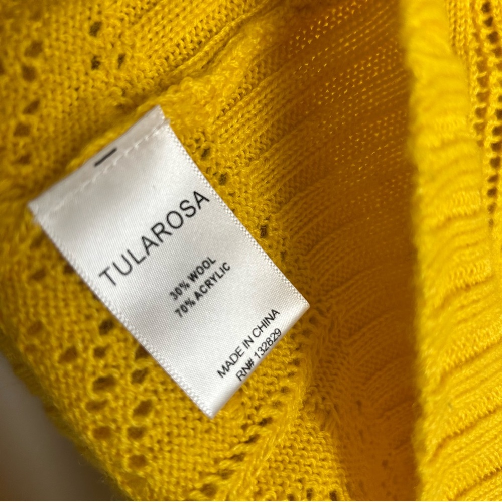 Tularosa Bright Yellow Ruffled Statement Sleeve Sweater NWT SZS - Picture 6 of 7